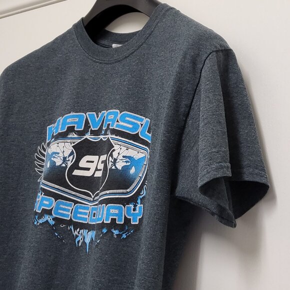 Lake Havasu 95 Speedway Arizona T Shirt Mens Medium Short Sleeve Gray Gildan - Picture 8 of 13